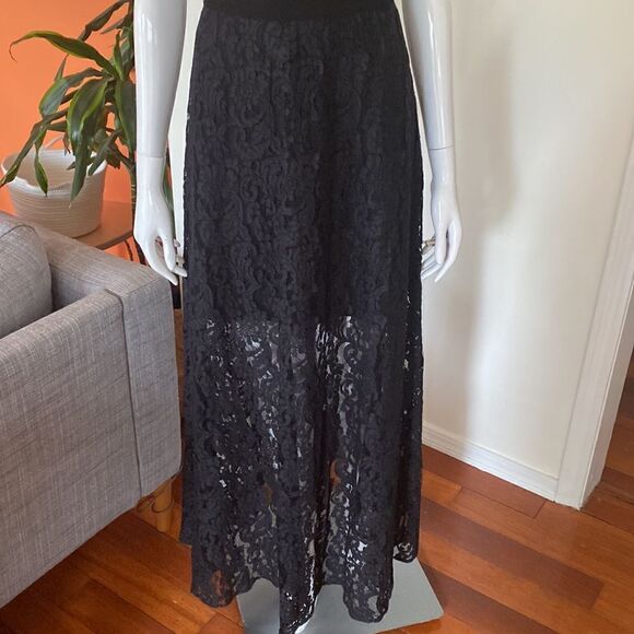 BEBE Witchy Goth Strapless Bandage Lace Maxi Dress Size Small - Picture 4 of 10